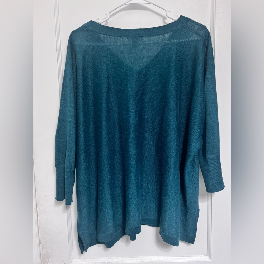Garnet Hill Linen Oversized V-Neck Sweater - Picture 4 of 4